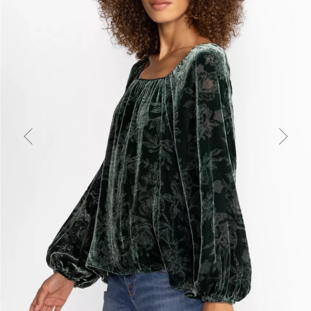 Johnny Was Natalia Green Velvet Top⚡️NWT (large)